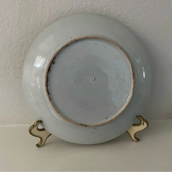 Antique Japanese Porcelain Igezara PlateFlow Blue Brown Scalloped Edge